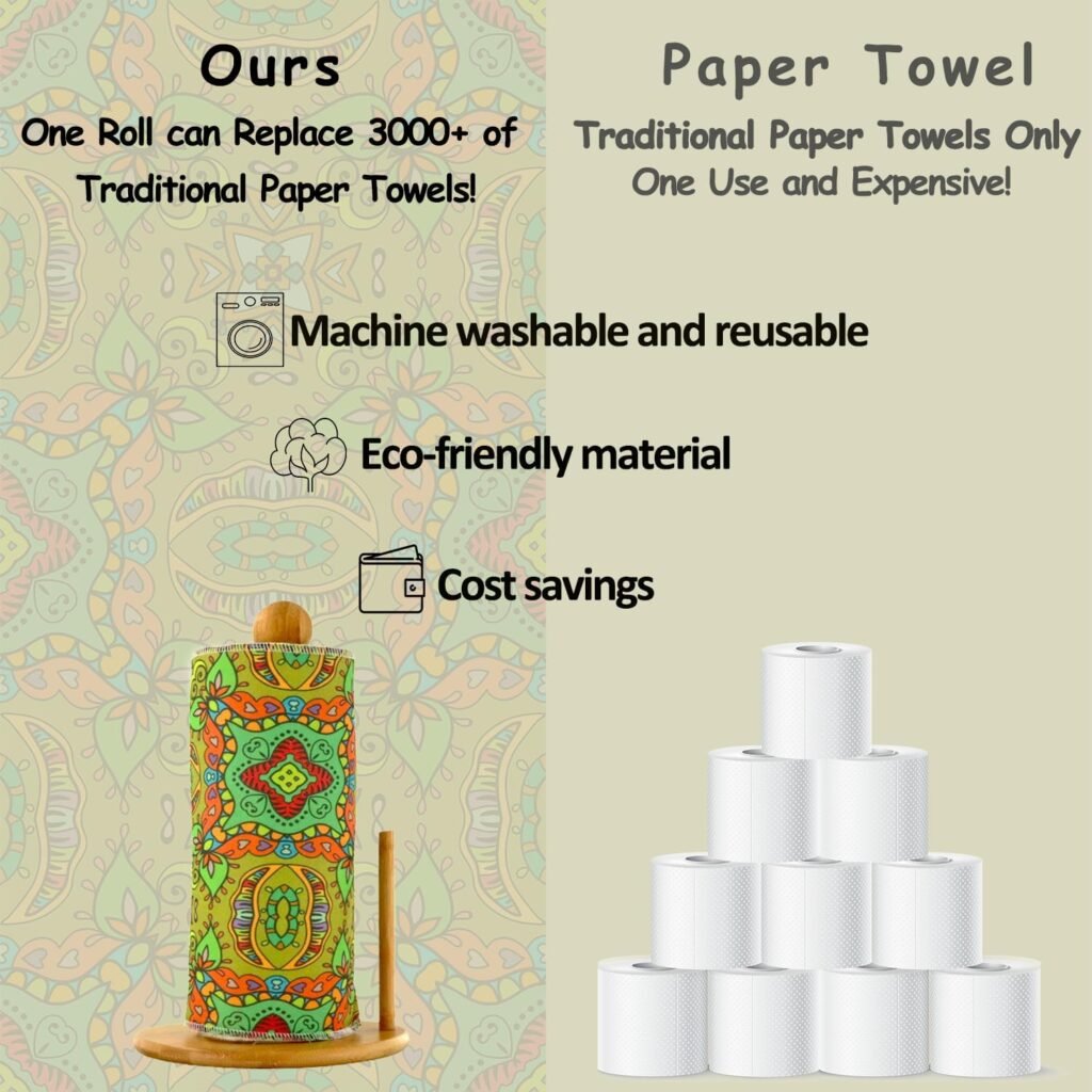 25 Pack Reusable Paper Towels, Paperless Towels Roll Washable Cotton Cloth for Kitchen Towels Zero Waste Products Alternative (B, 25 Count (Pack of 1))