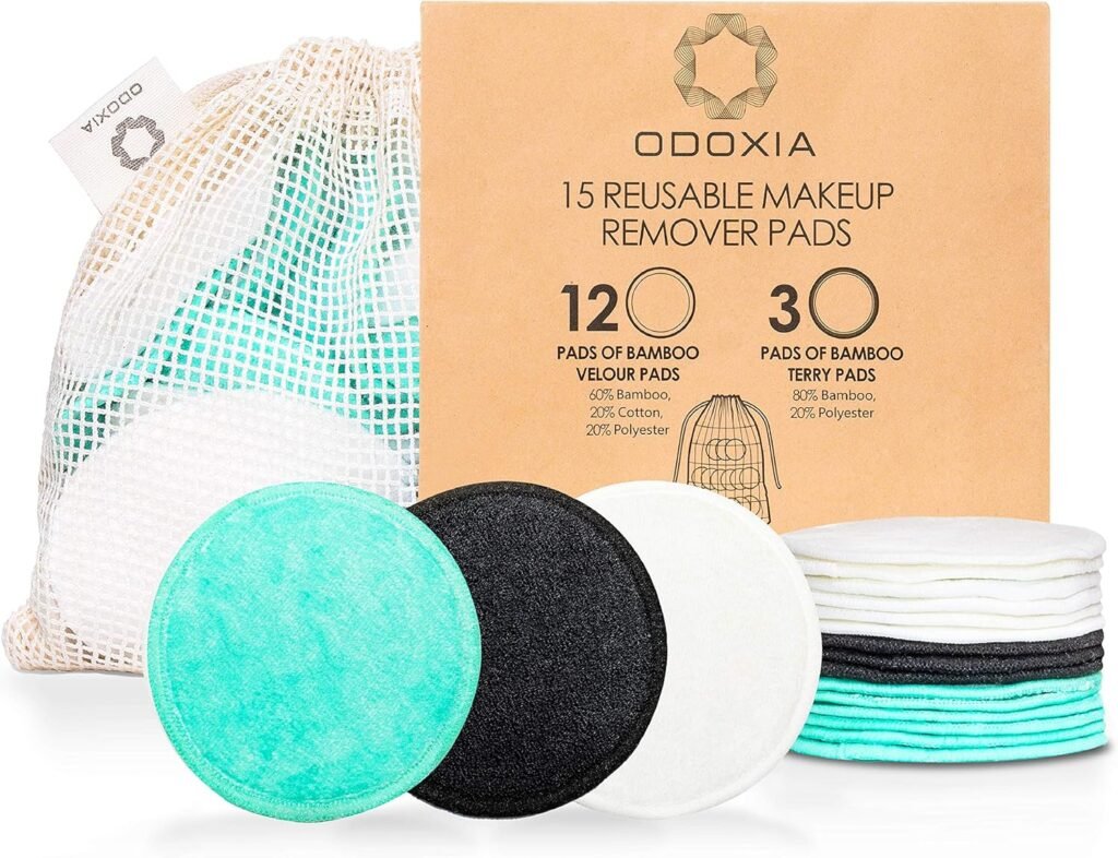 Reusable Makeup Remover Pads | Eco Friendly  Zero Waste Cotton Rounds | Beauty Products | 15 Natural  Organic Face Pads with Laundry Bag | Soft for All Skin Types | Bamboo Wipes for Facial Cleansing