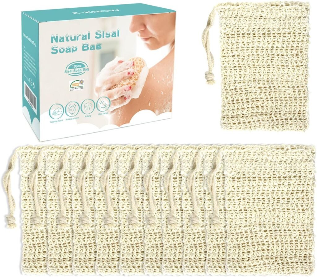 Soap Bag, 10 Pack Natural Sisal Soap Saver, Zero Waste Plastic-free Soap Net, Foaming and Drying The Soap, Massage, Peeling